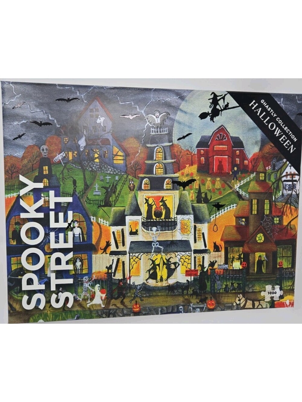 Pomegranate Puzzle "Spooky Street" 1000pc Puzzle Halloween Complete Bagged Box